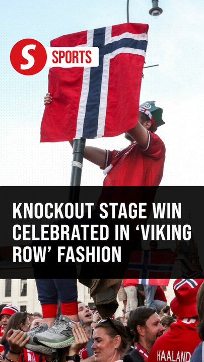 Norway celebrate last 32 win with trademark 'Viking Row'