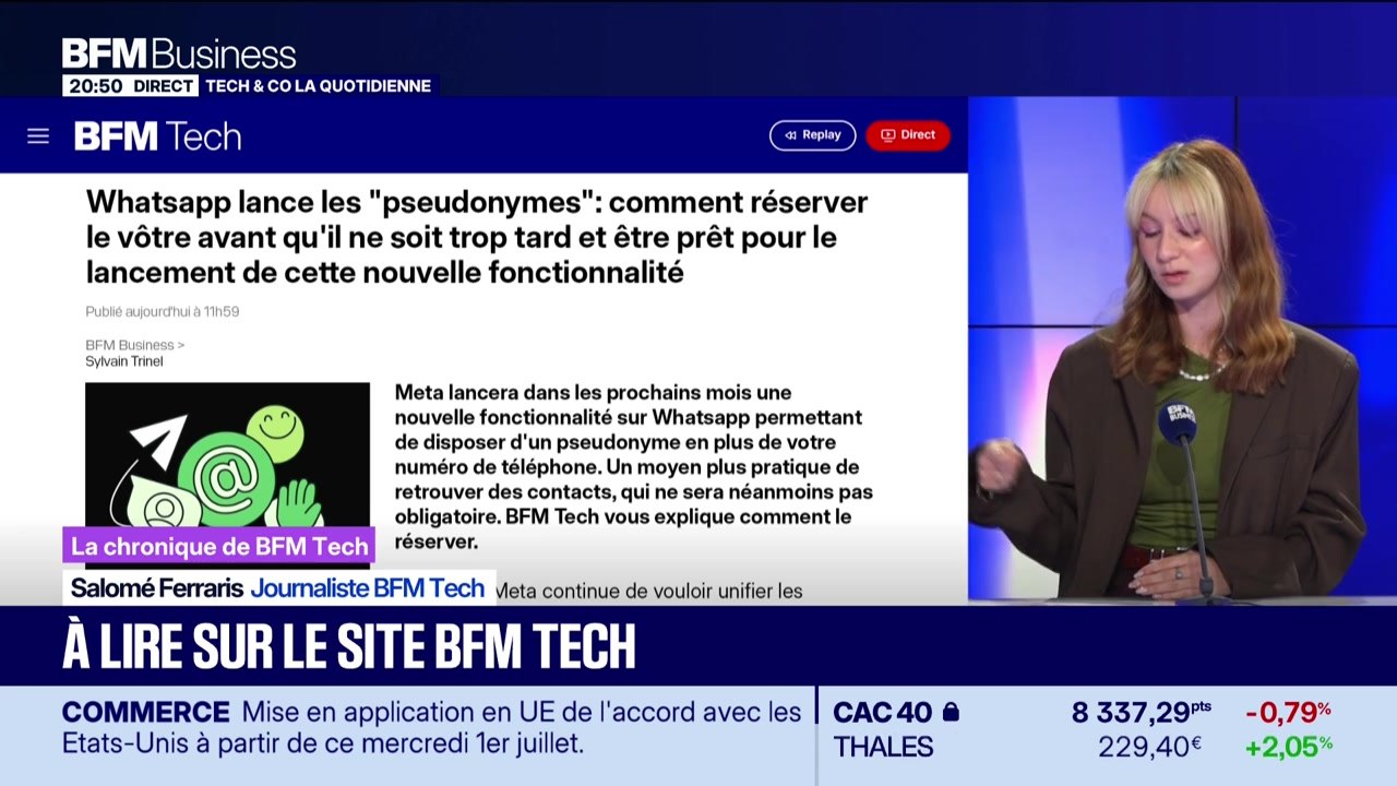 À lire sur le site Tech&Co : Whatsapp lance les "pseudonymes", comment réserver le vôtre avant qu'il ne soit trop tard et être prêt pour le lancement de cette nouvelle fonctionnalité, par Salomé Ferraris - 01/07