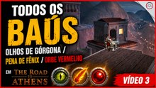 God of War 1, Todos Baús, Olhos de Górgona, Pena de Fênix, Orbe Vermelho em The Road to Athens, 3