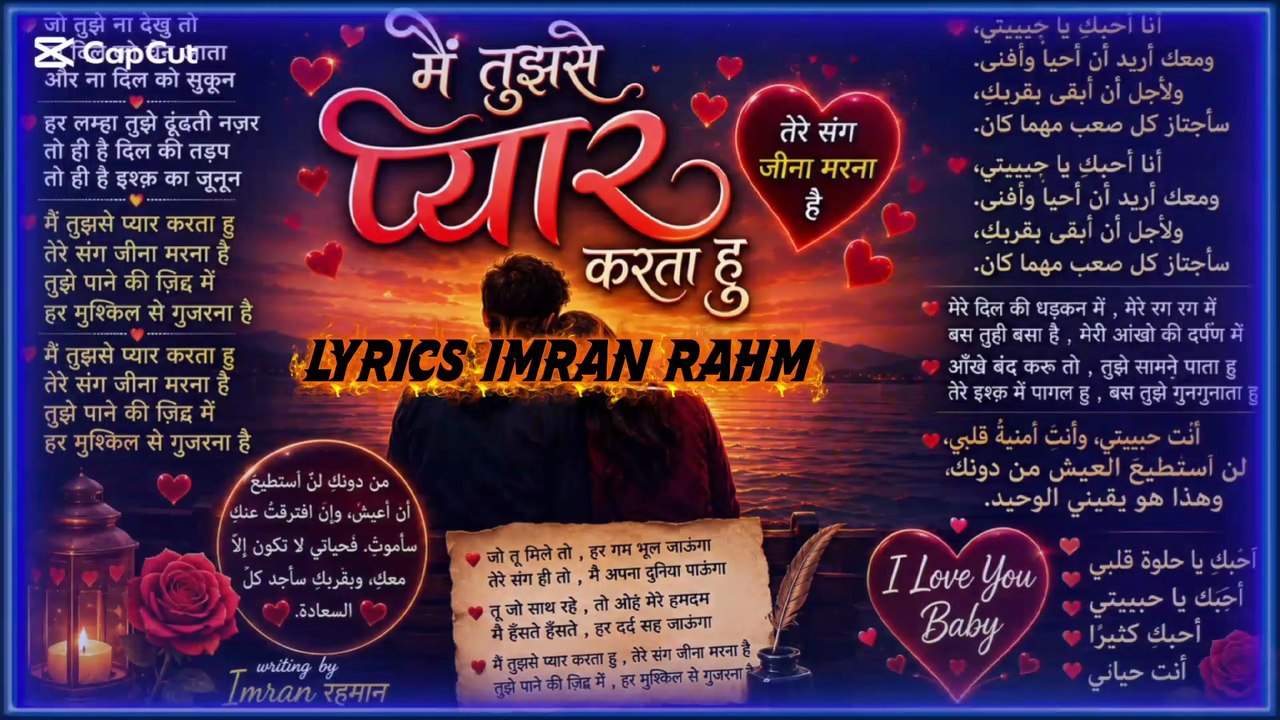 💖 Mai Tujhse Pyaar Karta Hu 💖 | Hindi Arabic romantic love song | Urdu Arabic song | Romantic love song | Lyrics Imran Rahman | music Ai generate
