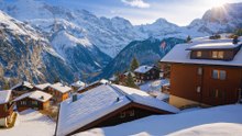 Mürren Switzerland Snowy Alpine Village Walk 4K 60fps