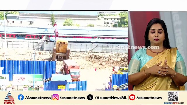 തിരുവനന്തപുരം റെയിൽവേ സ്റ്റേഷനിൽ പൈലിങ് യന്ത്രം ട്രാക്കിലേക്ക് ചരിഞ്ഞു