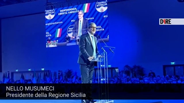 Convention FdI, l'intervento del governatore della Sicilia Nello Musumeci