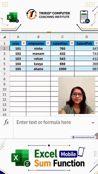 Excel Mobile Sum Function _ TCCI