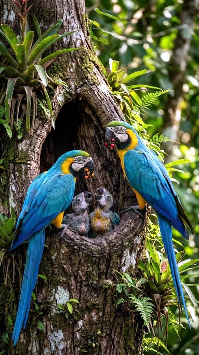 🦜 Macaw Parents Feed Their Hungry Chicks | Amazing Rainforest Story for Kids 🌴