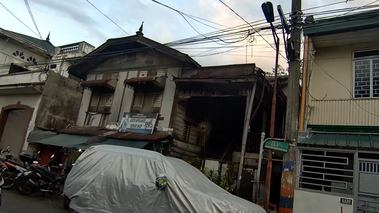 Antique Houses on T. San Luis Street in Manila City in the Philippines