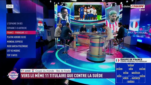 Les Bleus devraient aligner le même onze face au Paraguay en 8es de finale de la Coupe du monde - Foot - Coupe du monde