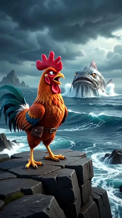 ​"Funny Cartoon Battle: The Chicken vs. The Fish"