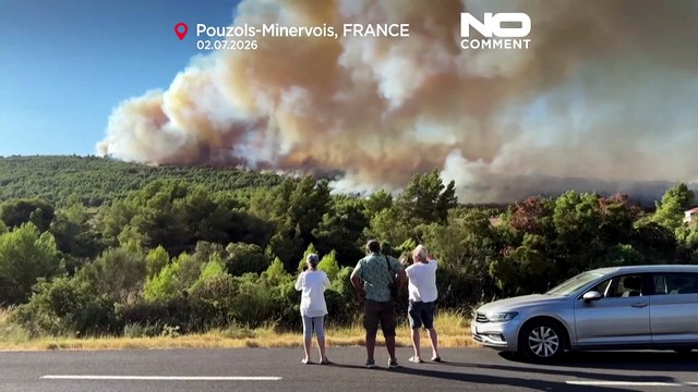 Los bomberos combaten un gran incendio forestal en el sur de Francia