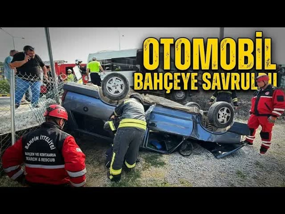 İşçi Servisiyle Çarpışan Otomobil Bahçeye Uçtu: 3 Yaralı