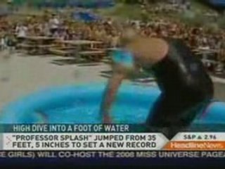 Mr. Splash Jump Into 12 Inches of Water From 35 Feet Tower