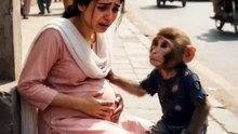 Nobody Helped Her... Until a Little Monkey Did ❤️🐒😭