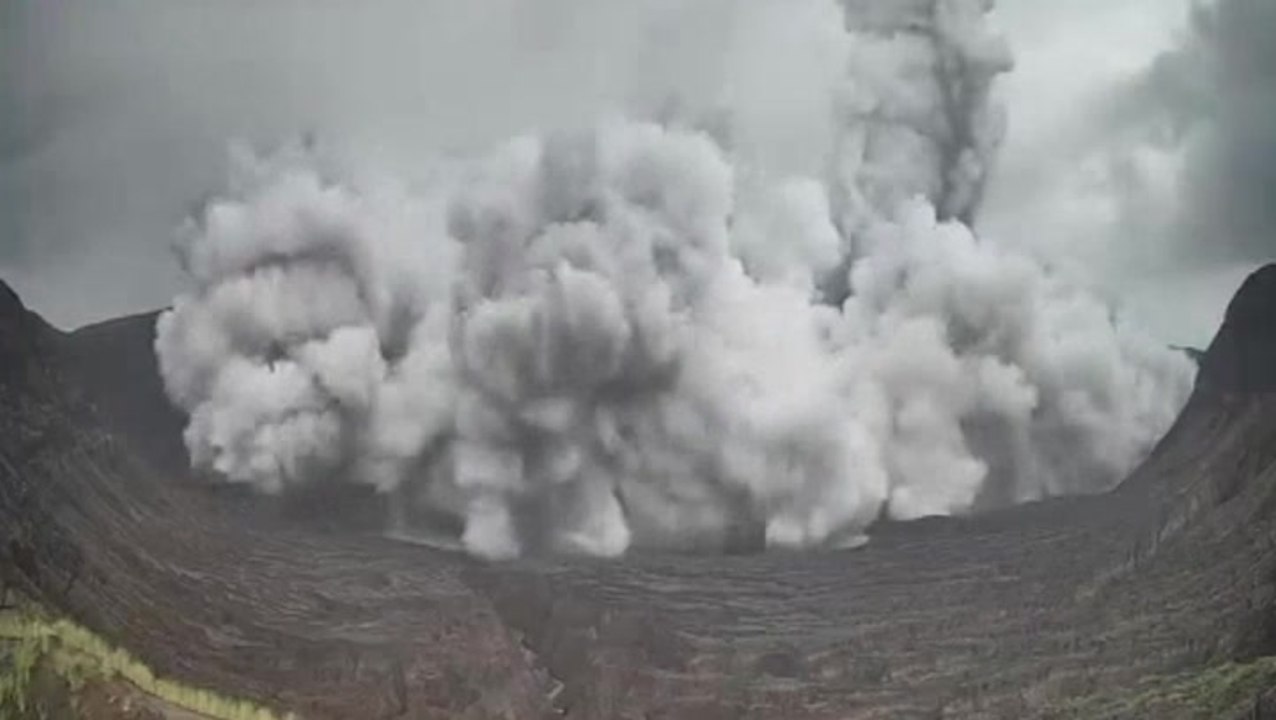 Watch as volcano erupts in spectacular explosion of water and ash in the Philippines