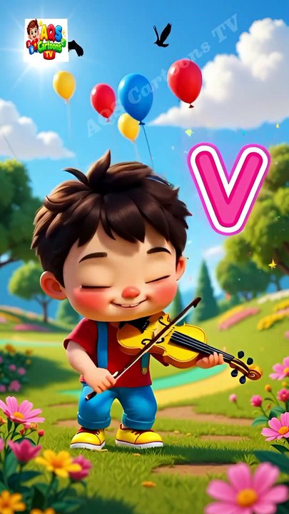 V for Violin |ABC Learning for Kids |Nursery Rhymes |AQS Cartoons TV