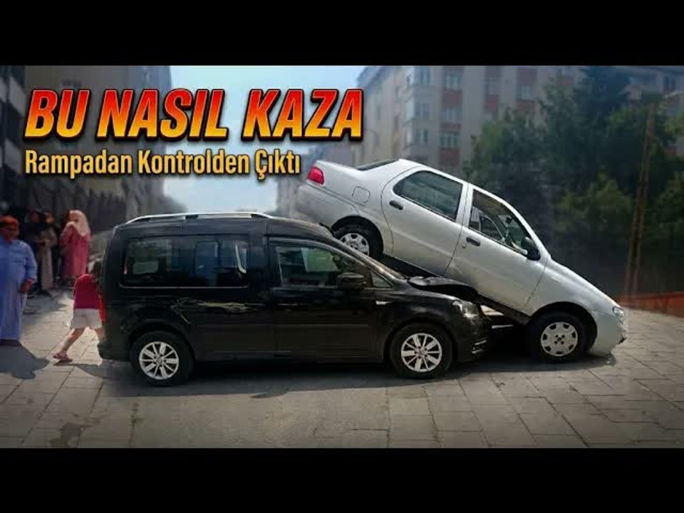 Bir Anda Oldu : Geri Kayan Otomobil Park Halindeki Aracın Üzerine Çıktı!