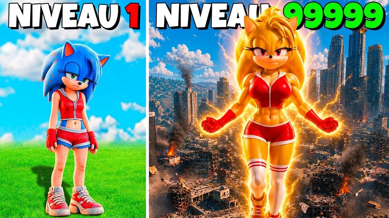 Female Sonic passe du niveau 1 au niveau 1 000 000 dans GTA 5 ! (mod Sonic le film)