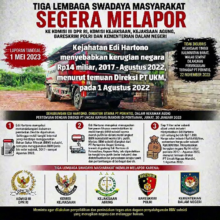 Bukti Rekaman Pengakuan Edi Hartono, 40 Ribu Liter Bio Solar Raib Tiap Bulan Segera Dilapor Komisi III DPR RI, Komisi Kejaksaan, Kejaksaan Agung, Bareskrim Polri dan Kementerian Dalam Negeri