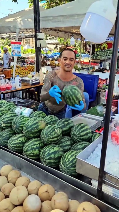 Amazing Thai Gangster Watermelon Cutting Skills