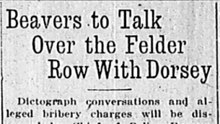 Monday, 2nd June 1913 Beavers to Talk Over the Felder Row With Dorsey