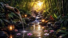 Calm Piano Music with Gentle Bamboo Water Sounds | Deep Sleep, Meditation, Stress Relief & Focus
