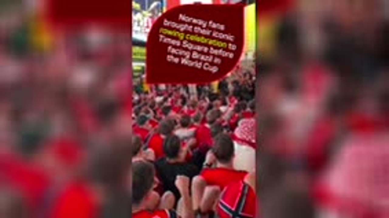 Norway fans take over Times Square with Viking row