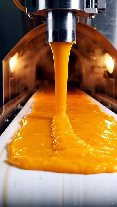 Mango Pulp Spread into Thin Sheets | Satisfying Food Processing ASMR 🥭✨