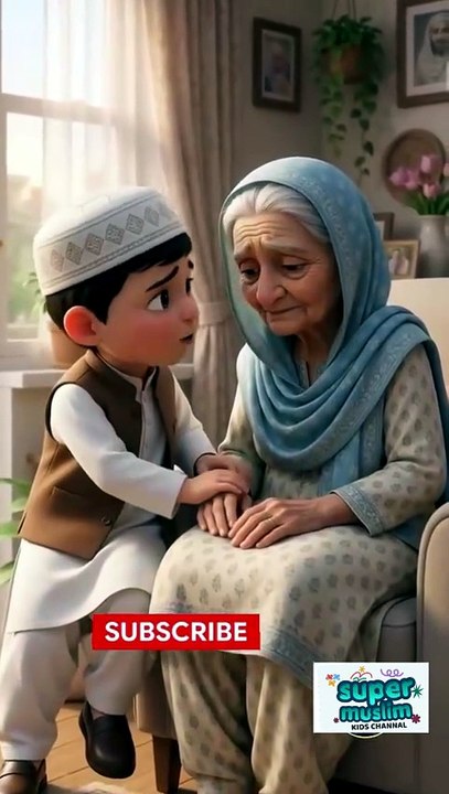 Hadi showed that grandmother is sitting alone and sad... But when bone sits beside her, talks and makes her heart happy, grandma smiles again. ❤️ This lovely story teaches children how important it is to spend time with their grandparents and grandparent