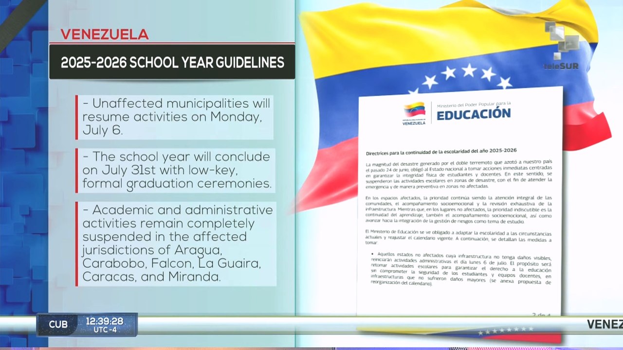 Venezuela, 2025-2026 school year guidelines