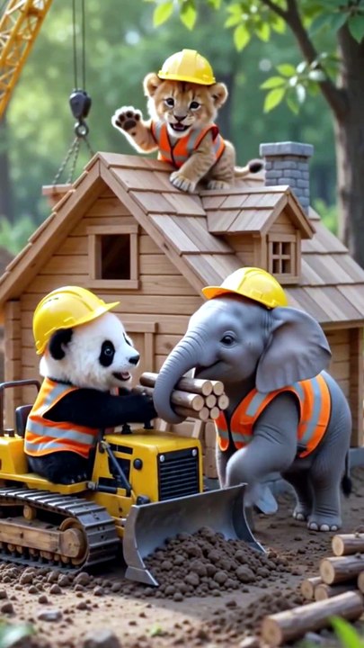 🐘🦁 Mini Animals Built a Beautiful Wooden House! 🏡❤️#shorts #miniature #mini