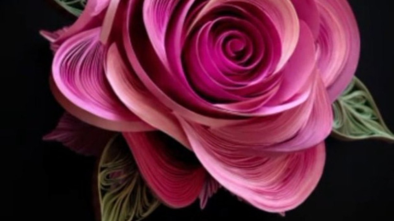 5 Min Pink Rose Paper Quilling | 4K UHD AMOLED Black Screen Relaxing Wallpaper