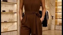 Macacão Feminino Pantacourt Terracota Linho Casual