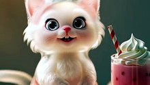 Tiny Jelly Cat Drinks a Strawberry Milkshake 🥤🐱 | Super Cute Mini Adventure