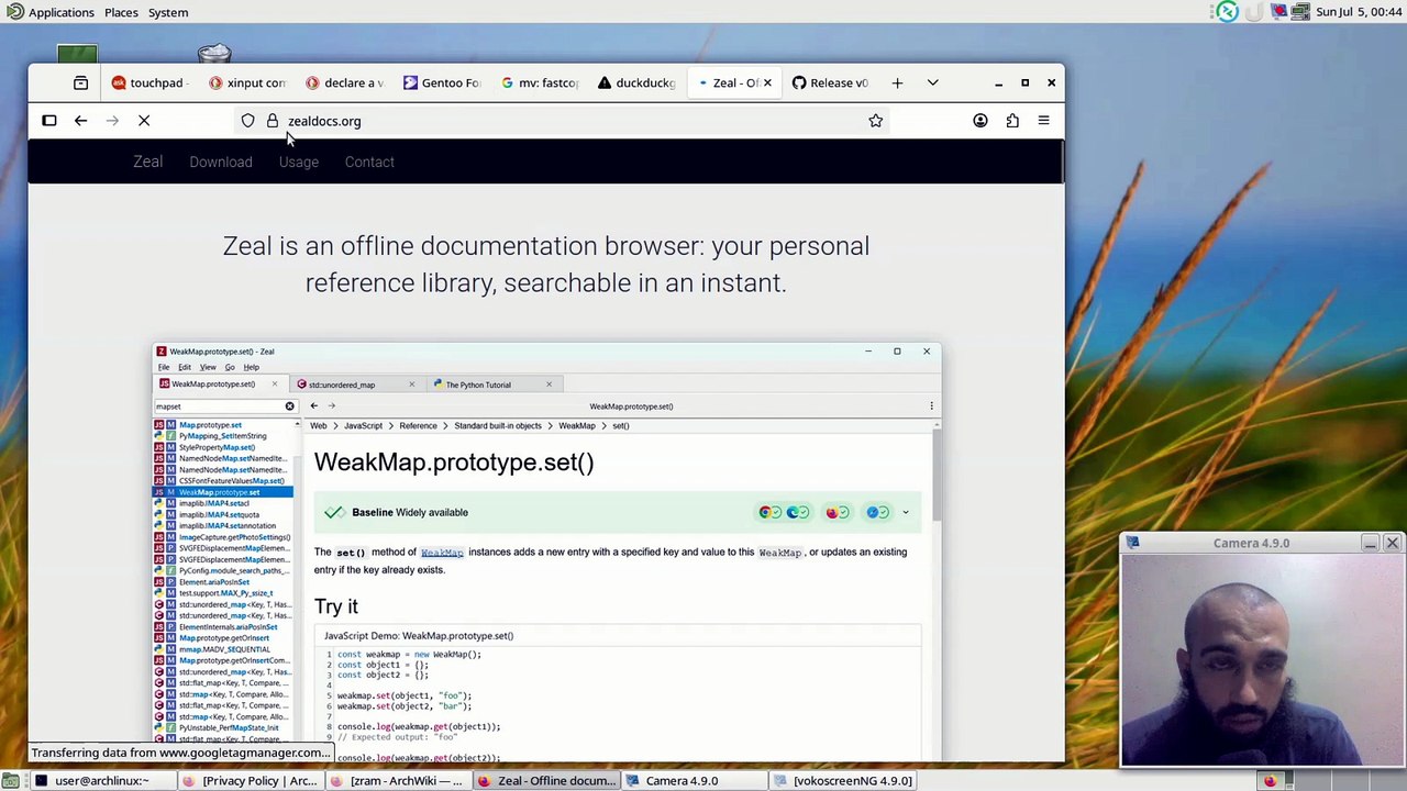 Offline documentation using zeal on linux