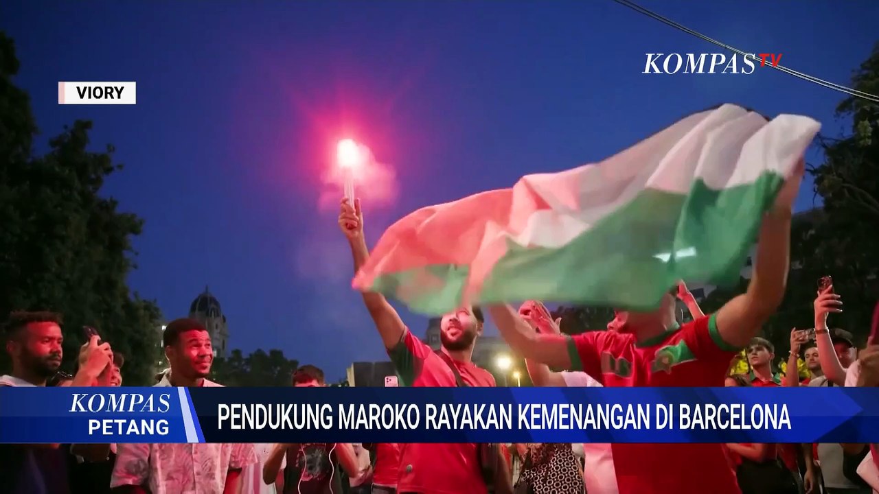 Maroko Tekuk Kanada 3-0, Suporter Tumpah Ruah Rayakan Kemenangan di Barcelona | KOMPAS PETANG