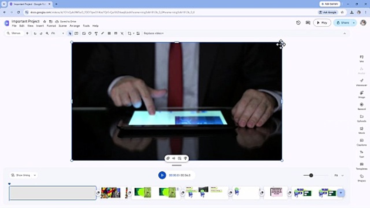 Google Vids 29 Arrange Video and Set Video as Background