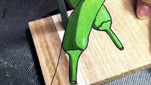 ​Cutting Two Green Chili Peppers on Wood: Oddly Satisfying ASMR 🌶️💚 | Top G7 ASMR