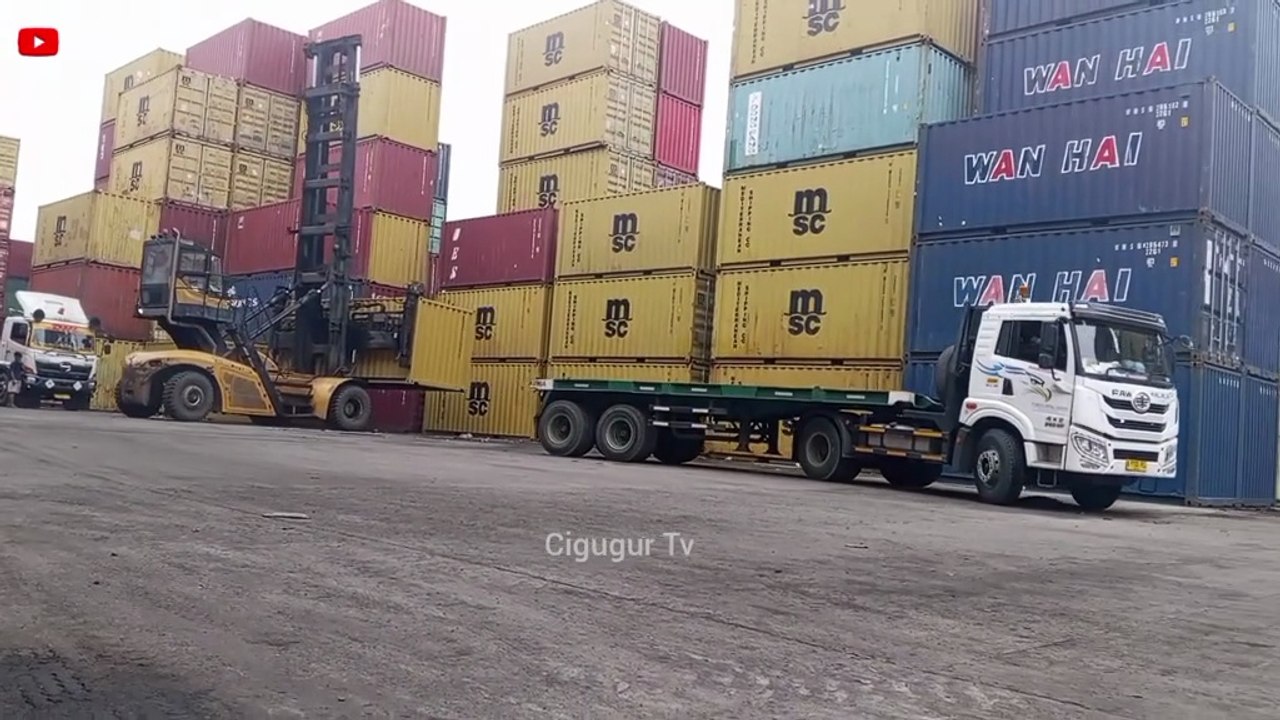 Chinese-made FAW truck-trailer carrying a 20-foot MSC container.