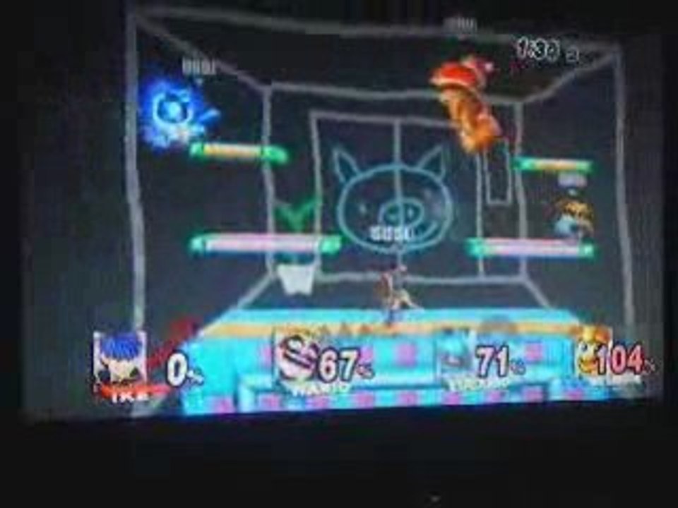 SSBB : Ike vs Wario vs Lucario vs Roi Dadidou