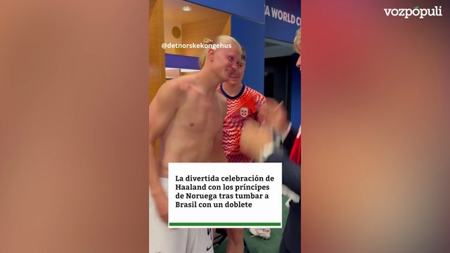La divertida celebración de Haaland con los príncipes de Noruega tras tumbar a Brasil con un doblete