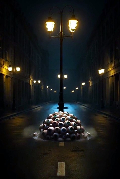 STREET OF BALLS WITH EYES