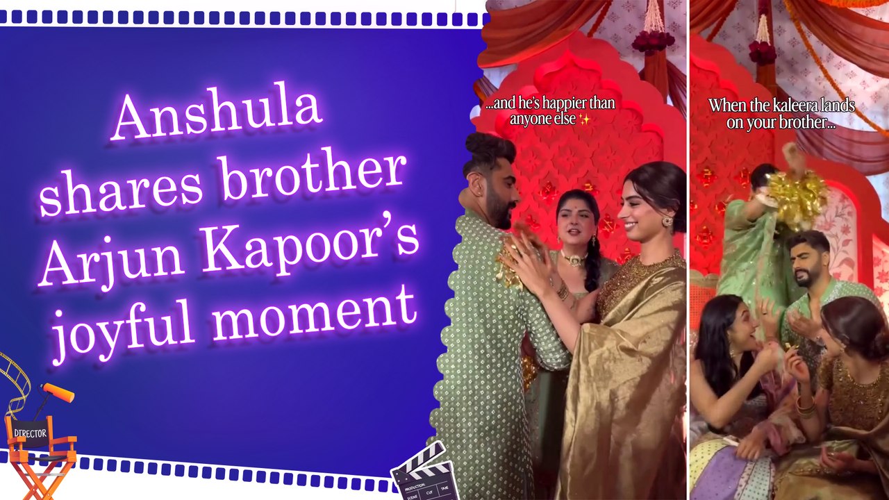 Arjun Kapoor steals the show at Anshula Kapoor’s kaleera ceremony as ornament falls on him
