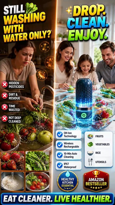 Purepod Produce Cleaner with OH-Ion Technology | Wireless Fruit & Vegetable Cleaner for Kitchen Use