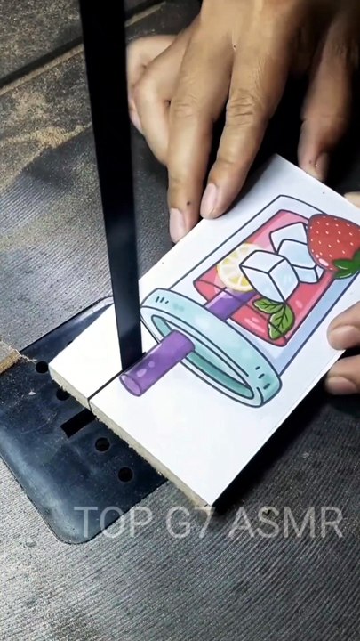 Cutting a Refreshing Summer Strawberry Drink Drawing on Wood: Oddly Satisfying ASMR 🍓✨ | Top G7 ASMR