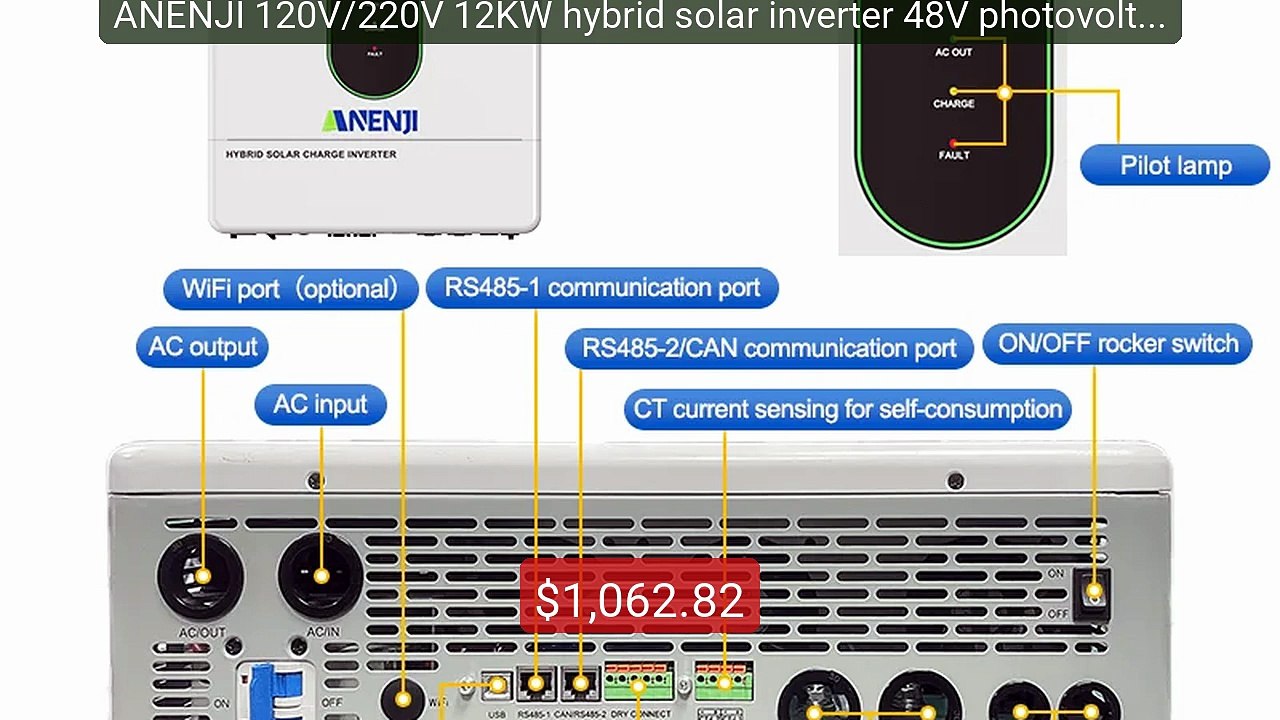 ANENJI 120V/220V 12KW hybrid solar inverter 48V photovoltaic s... -- Best Buy 2026 | Great Quality!