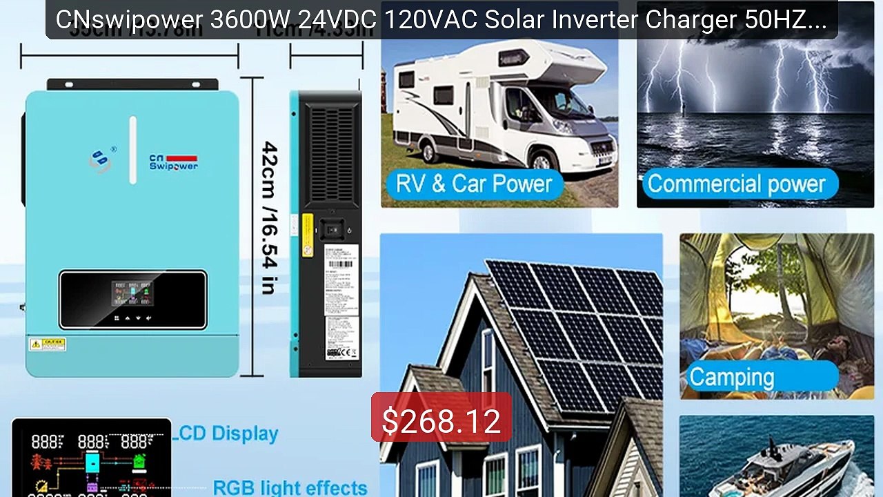 CNswipower 3600W 24VDC 120VAC Solar Inverter Charger 50HZ/60HZ... -- Hot Deal 2026 | Limited Offer!