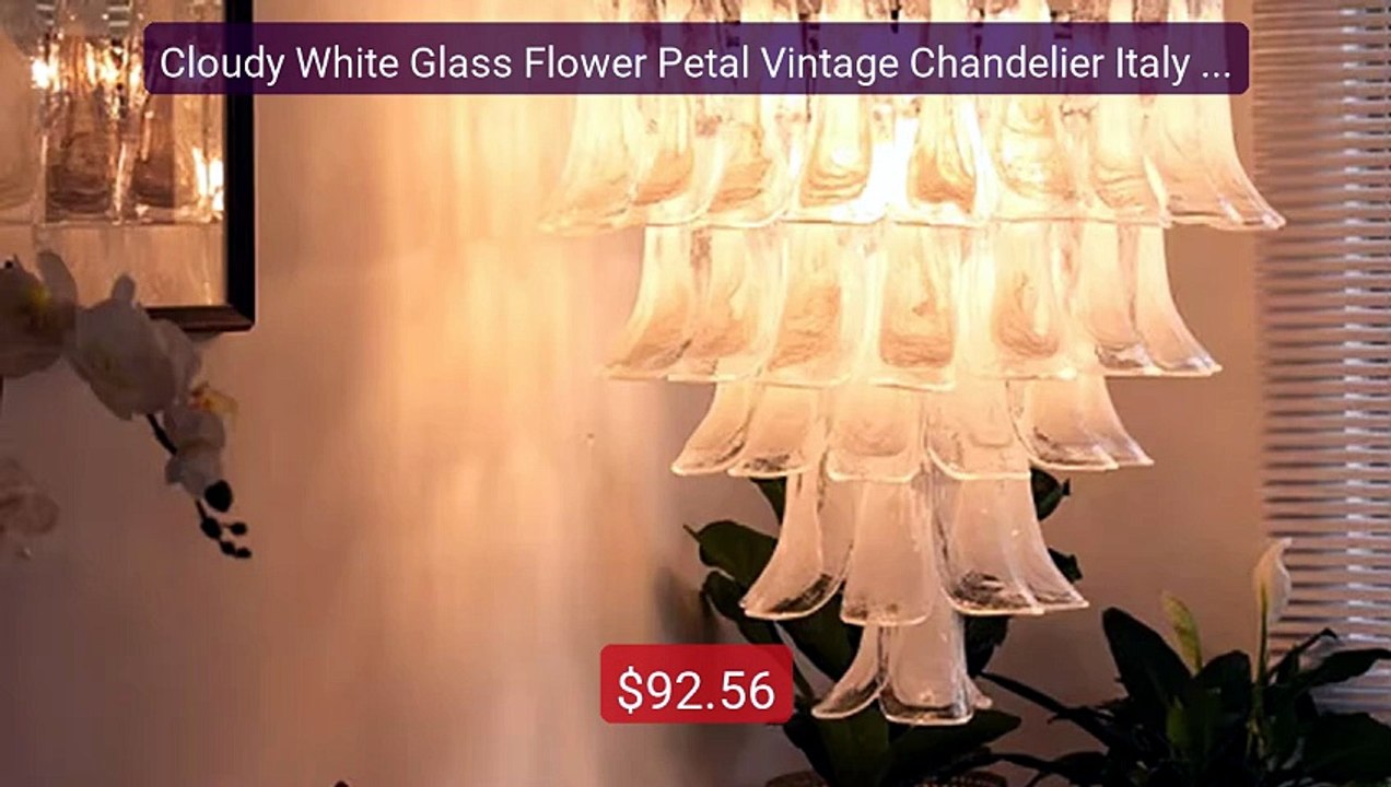 Cloudy White Glass Flower Petal Vintage Chandelier Italy Desi... -- Amazing Value 2026 | Must Have!