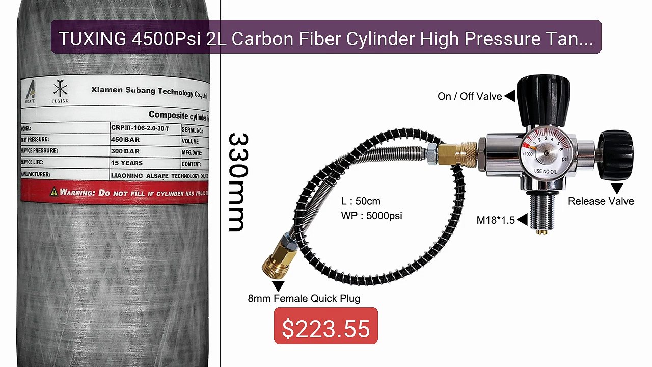 TUXING 4500Psi 2L Carbon Fiber Cylinder High Pressure Tank Scu... -- Best Buy 2026 | Great Quality!
