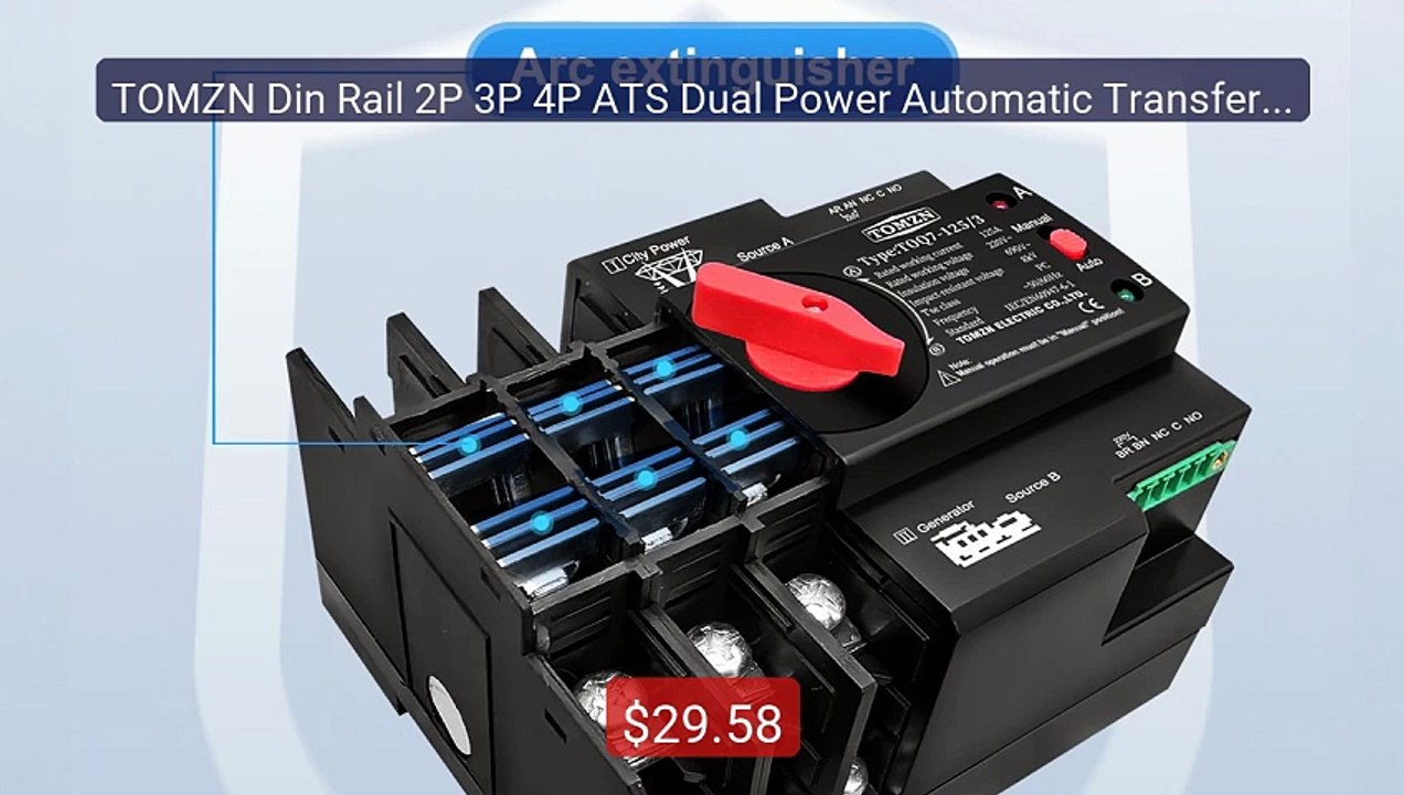 TOMZN Din Rail 2P 3P 4P ATS Dual Power Automatic Transfer Swit... -- Hot Deal 2026 | Limited Offer!