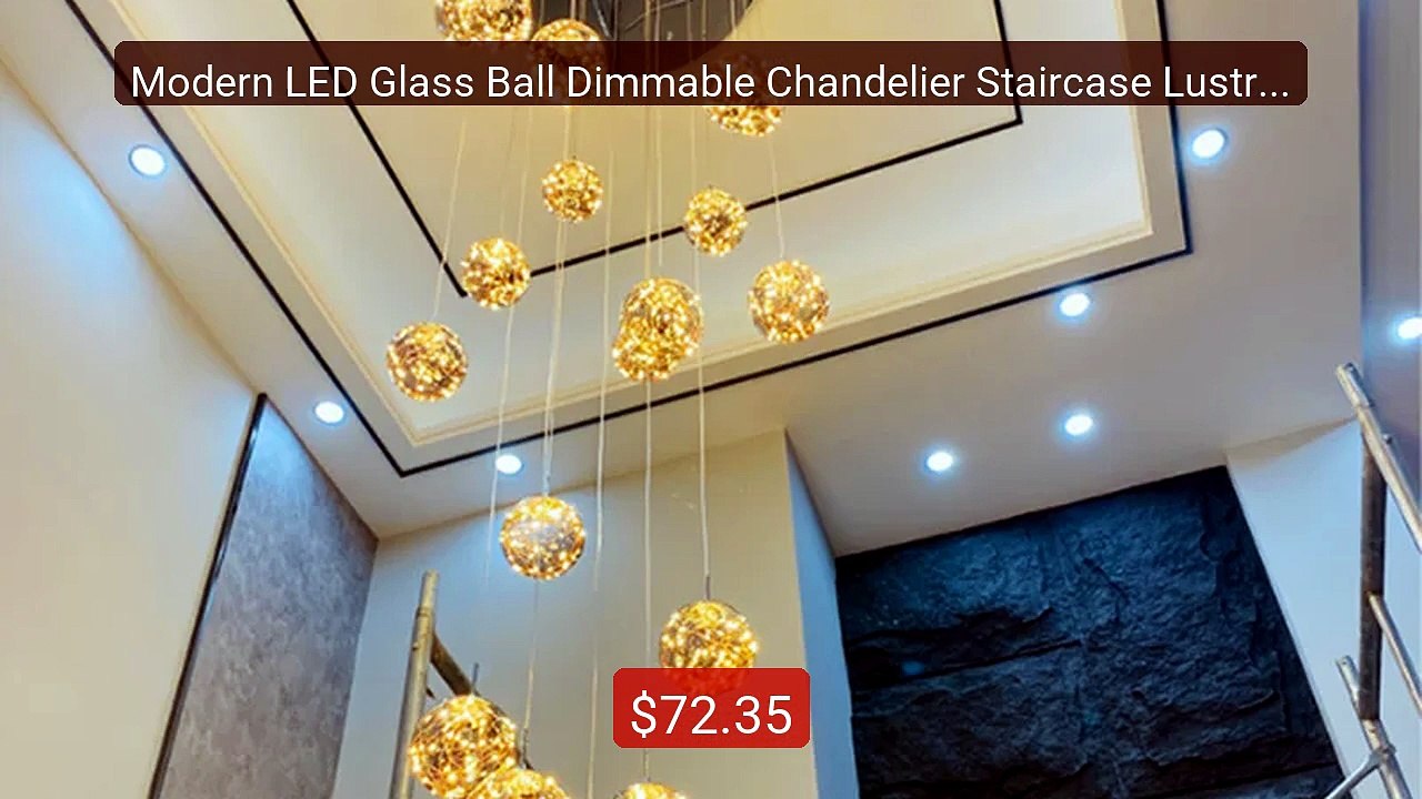 Modern LED Glass Ball Dimmable Chandelier Staircase Lustre Liv... -- Best Buy 2026 | Great Quality!