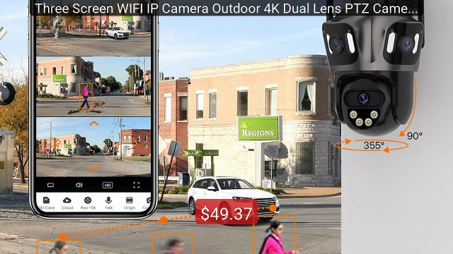 Three Screen WIFI IP Camera Outdoor 4K Dual Lens PTZ Camera... Top Pick 2026 | Unbeatable Price!